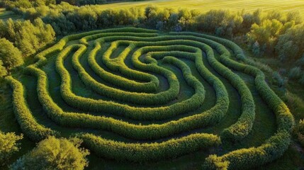 Naklejka premium Lush green maze in a field