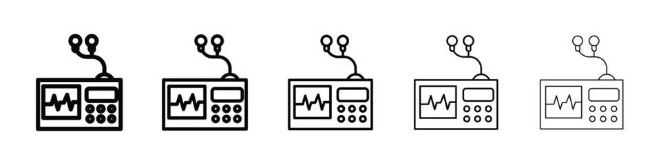 Portable electrocardiogram icon isolated vector on white background set