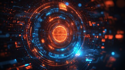 Fototapeta premium Futuristic HUD interface, glowing, digital, abstract background, tech concept
