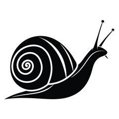 Black snail crawling with antenna pointing upwards on a white background transparent design