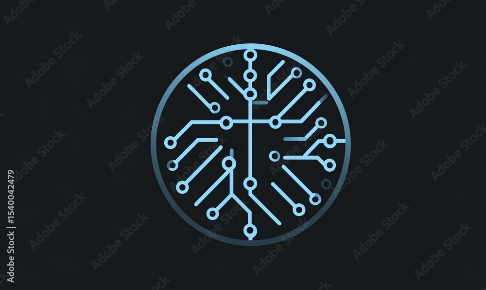 Poster digital circuit design featuring interconnected pathways and nodes