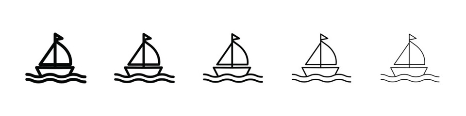 Sailboat icon isolated vector on white background set