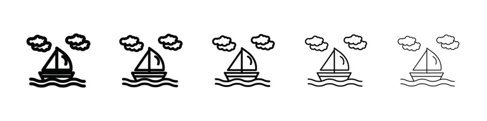 Sailboat icon isolated vector on white background set