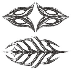 Gothic Stipple Symbol. Spiny Tribal Ornament. Fine effect. 