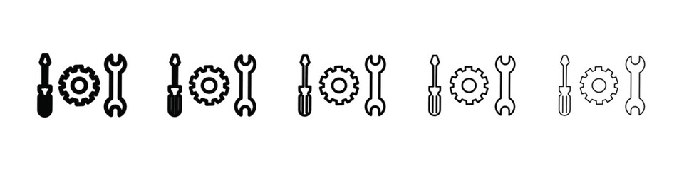 Service tool icon isolated vector on white background set