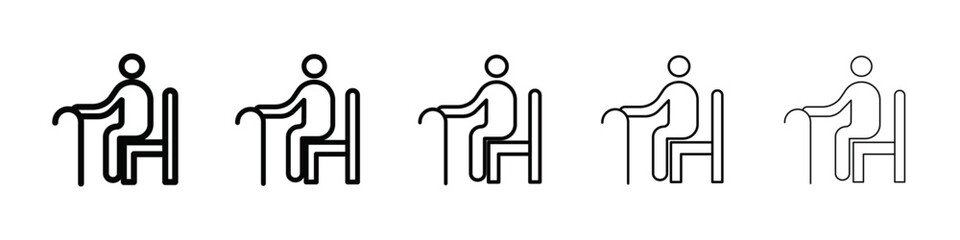 Seniors or old man sitting icon isolated vector on white background set