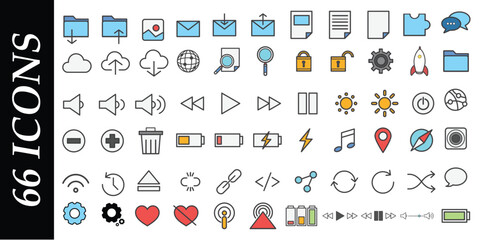 Set of Filled Outline Vector Icons
