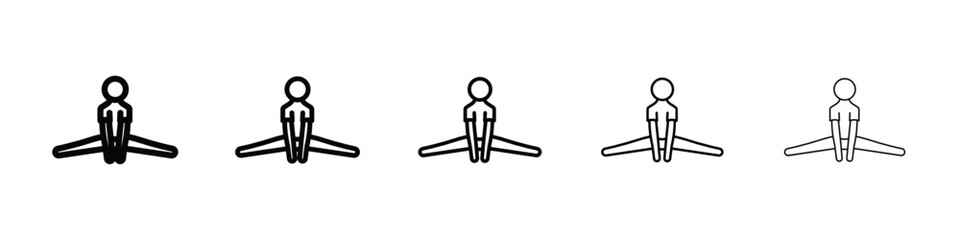 Split legs exercise icon isolated vector on white background set