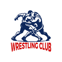 vector logo of two men in wrestling pose 
