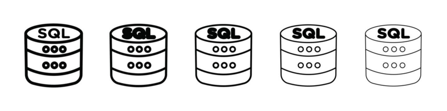 SQL server icon isolated vector on white background set