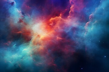 Abstract Nebula Creation: Artistic representation of a nebula, blending vibrant colors in a cosmic display
