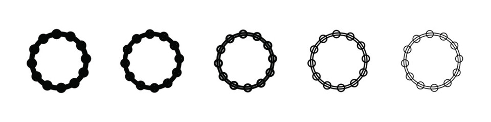 Tambourine icon isolated vector on white background set