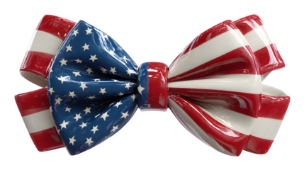 A patriotic bow tie featuring the american flag design on a black isolated background studio shot