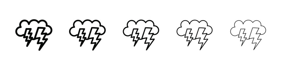 Thunder lightning icon isolated vector on white background set