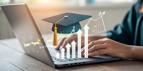 Creative Concept Showcasing MBA Education Growth Through Digital Learning and Development