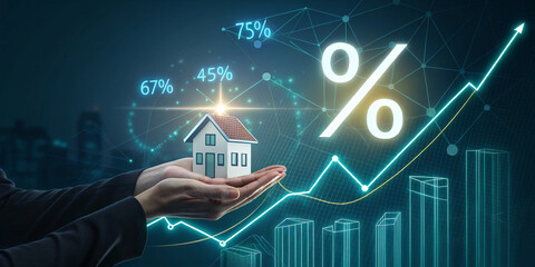 Creative Representation of Increasing Mortgage Interest Rates Affecting the Housing Market