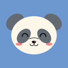 Cartoon kawaii panda face isolated, vector