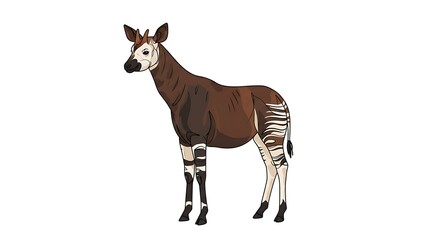 Obraz premium Detailed illustration of an okapi, a unique African mammal.