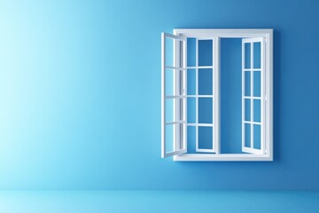 Obraz premium White window on blue wall