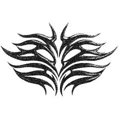 Gothic Stipple Symbol. Spiny Tribal Ornament. Fine effect. 