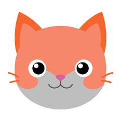 Cute cartoon cat face isolated on white background