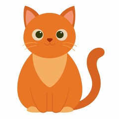 Cute orange cat cartoon illustration isolated on white background