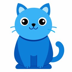 Cute blue cartoon cat illustration isolated on white background