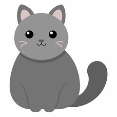 Cute gray cat cartoon illustration isolated on white background