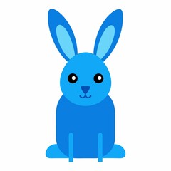 Cute blue bunny rabbit cartoon isolated on white background