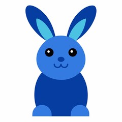Cute blue bunny cartoon illustration isolated on white background