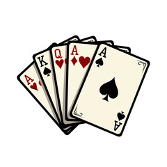 Illustration of a Winning Poker Hand: Ace, King, Queen, Ace, Ace - Full House, Aces Full of Kings