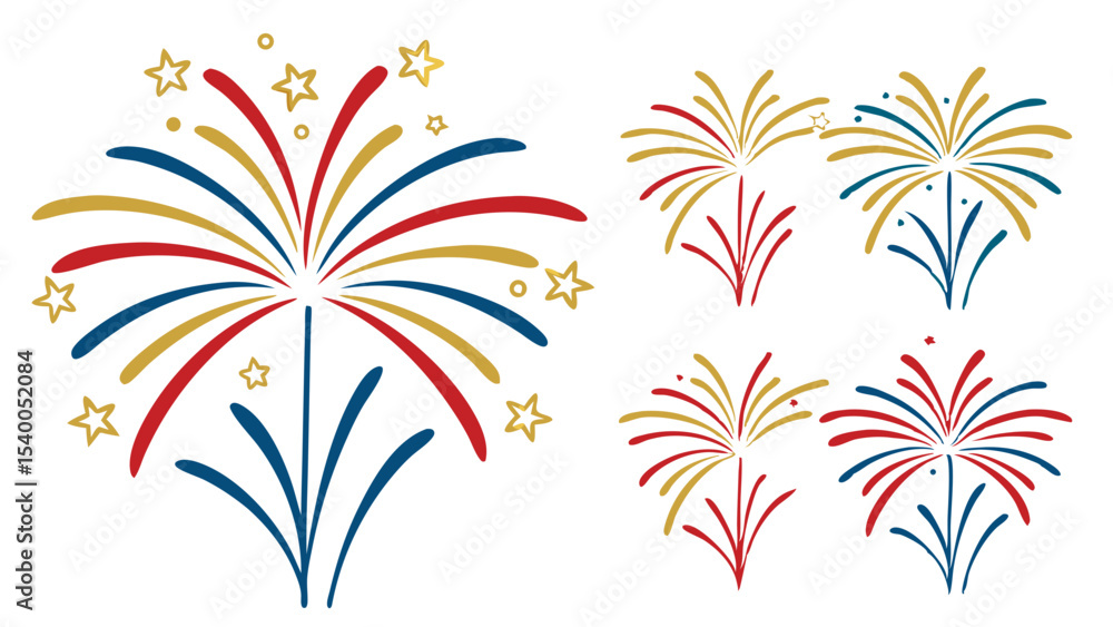 Aufkleber flat style firework icons vector set for new year and festive event designs