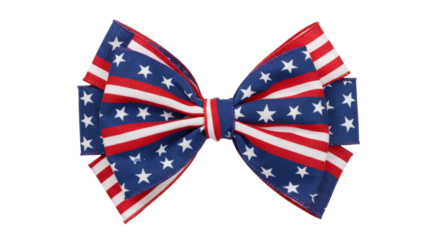 Patriotic 4th of July Bow, American Flag, isolated on transparent background