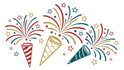 Obraz premium Firework Icons Vector for New Year Party Design and Festive Holiday Decor