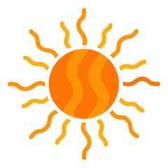 Cartoon sun icon isolated on white background