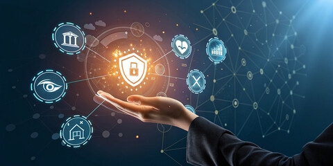 Innovative Cybersecurity Concept Featuring Zero Trust Model Icons and Visuals