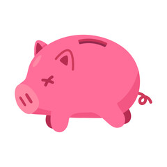 Cute Pink Piggy Bank Illustration on White Background for Financial and Savings Concepts