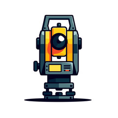 Naklejka premium Cartoon Illustration of a Total Station Surveying Instrument for Construction and Engineering