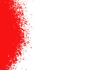 Abstract red paint splatter on transparent background. Grunge artistic texture with dramatic ink or blood splatter effect. Bold expressionist design element for horror themes, and Halloween graphics.