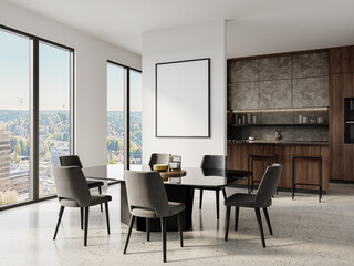 Kitchen and dining wall frame mockup with warm lighting