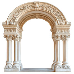 Naklejka premium Ornate stone archway with columns isolated on transparent background