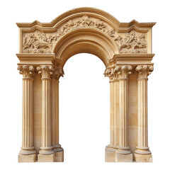 Naklejka premium Ornate stone archway with columns isolated on transparent background