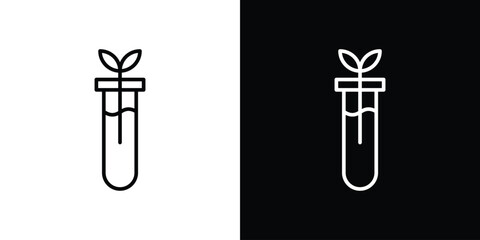 Test tube with plant icon Design Template vector set for graphic work