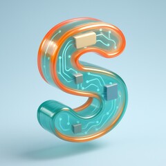 Naklejka premium Futuristic digital letter S