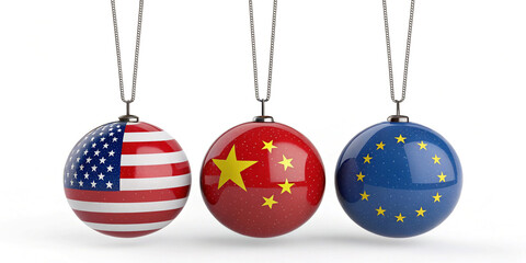 Provocative 3D Concept of Global Trade Conflict Illustrated with a Wrecking Ball