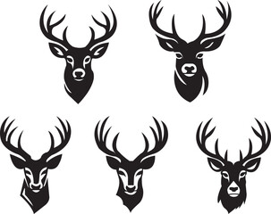 deer head silhouette icon set vector illustration.
