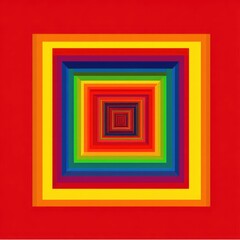 Colorful, layered squares create a perspective illusion