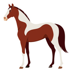 Realistic American Quarter Horse Side View Vector icon isolated on white background