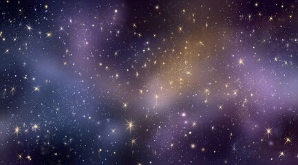 Obraz premium A cosmic vista of nebulae and stars, swirling with purple, blue, and gold hues, creating a dreamy, ethereal space scene