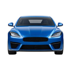 Fototapeta premium Luxury blue sportscar isolated on white, showcasing its fast design and classic automobile style